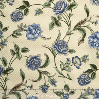 Belcourt - Wallpaper Floral Dusty Blue Yardage