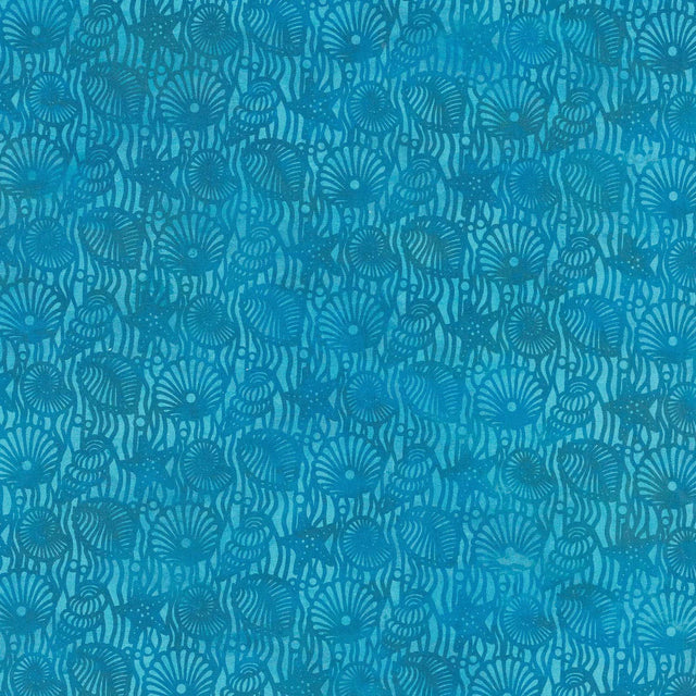 Calypso III - Shells Teal Yardage Primary Image