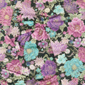 Shizuka - Packed Asian Floral Black Metallic Yardage