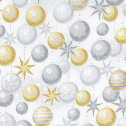 Winter's Grandeur 6 - Champagne Ornaments Champagne Metallic Yardage