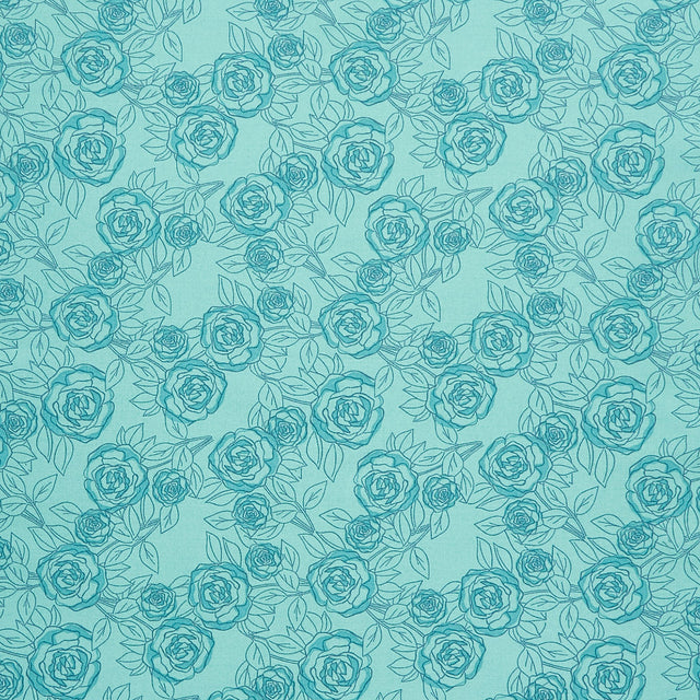 Color Me Pretty - Rose Bloom Teal Yardage Primary Image