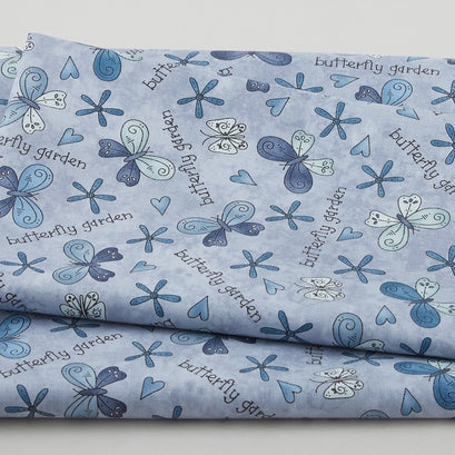 Butterflies and Blooms - Butterfly and Words Light Blue 2 Yard Cut