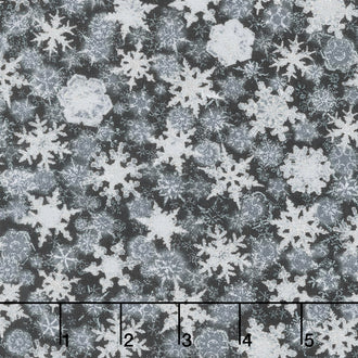 Winter's Grandeur 6 - Winter Small Flakes Ebony Metallic Yardage