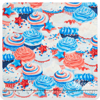 Celebrate - Cupcake Red/White/Blue Glitter Yardage