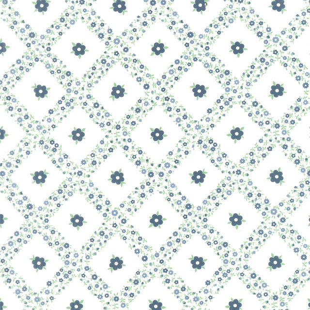 Rosemary Cottage - Trellis Cream Navy Yardage