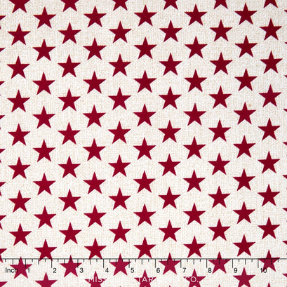 Oh My Stars - Medium Stars Whitewash/Red Yardage