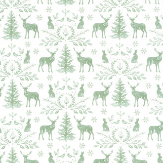 Woodland Winter - Woodland Damask Snowy White Yardage