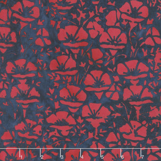 Freedom Batiks - Poppy Red & Blue Yardage