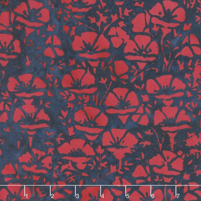 Freedom Batiks - Poppy Red & Blue Yardage