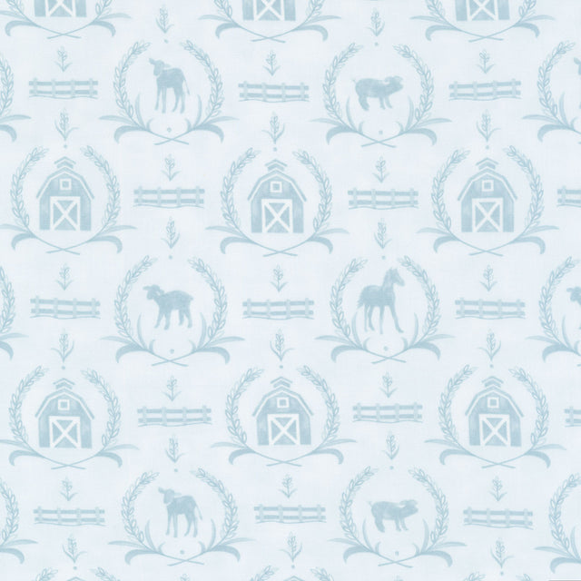 Willow's Farm - Farm Yard Damask Sky Yardage Primary Image