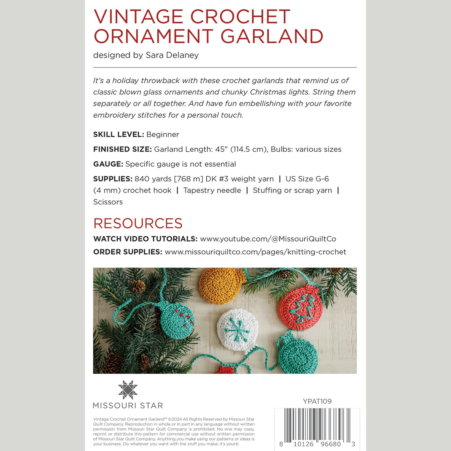 Digital Download - Vintage Ornaments Crochet Garland Pattern Alternative View #1