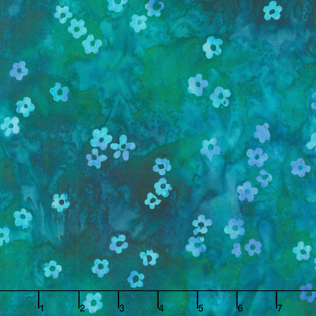 Artisan Batiks - Wild Poppies Floral Teal Yardage