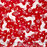 Artisan Batiks - Noel 4 Reindeer Red Metallic Yardage