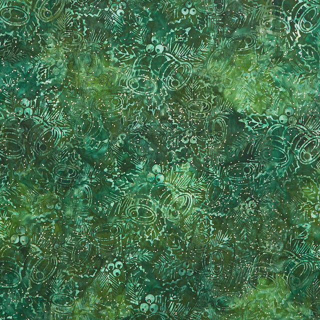 Artisan Batiks - Joyful Holidays - Bells Green Yardage Primary Image