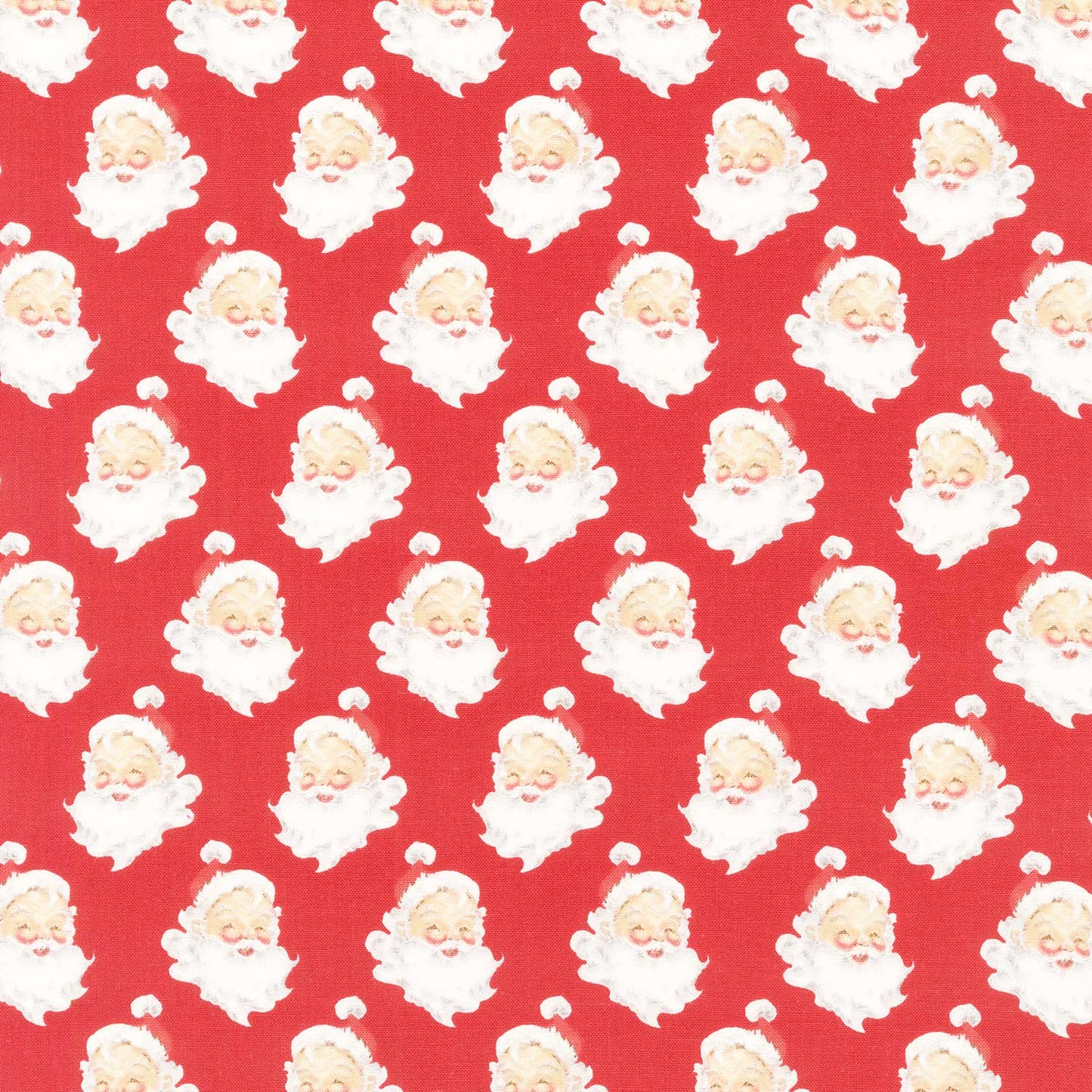 Merry Little Christmas - Santa Heads Red Yardage Primary Image