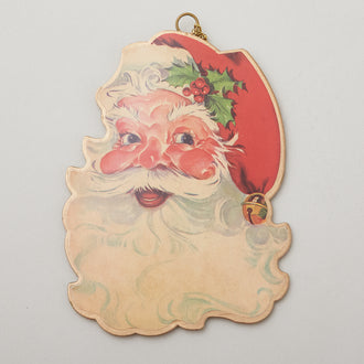 Vintage Reproduction 2-Sided Metal Santa Ornament