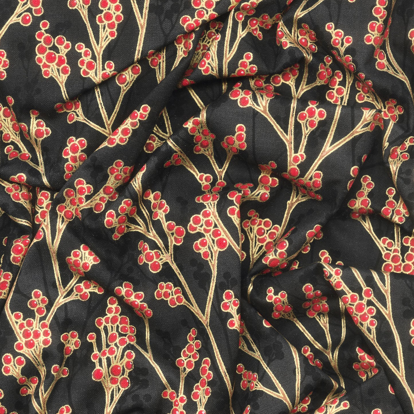 Holiday Flourish - Festive Finery - Berries Black Yardage Alternative View #1