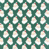 Merry Little Christmas - Santa Heads Green Yardage Primary Image