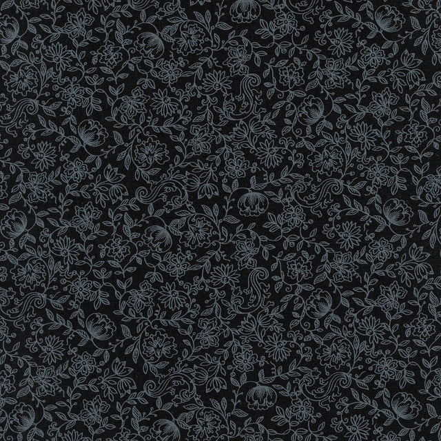 Blackout (Robert Kaufman) - Vines Black Yardage Primary Image