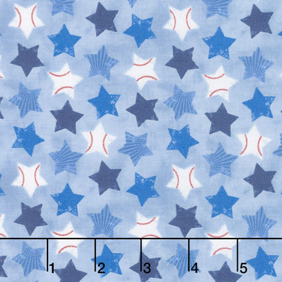 7th Inning Stretch - Stars Allover Blue Yardage