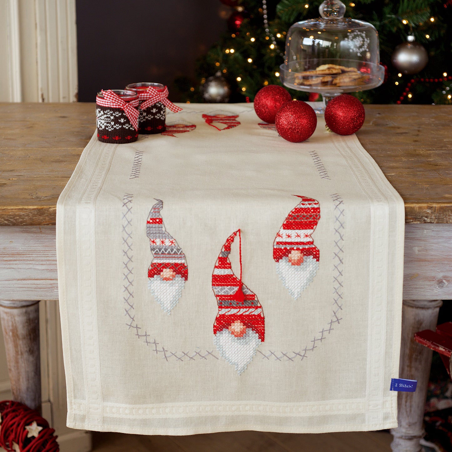 Christmas Gnomes Table Runner Embroidery Kit Primary Image