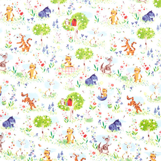 100 Aker Woods - Main Pooh and Friends White Yardage