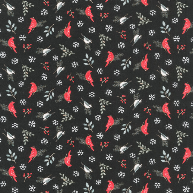 Woodland Winter (Moda) - Winter Birds Charcoal Black Yardage Primary Image