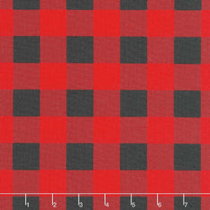 Starberry - Check Red - Charcoal Yardage Primary Image