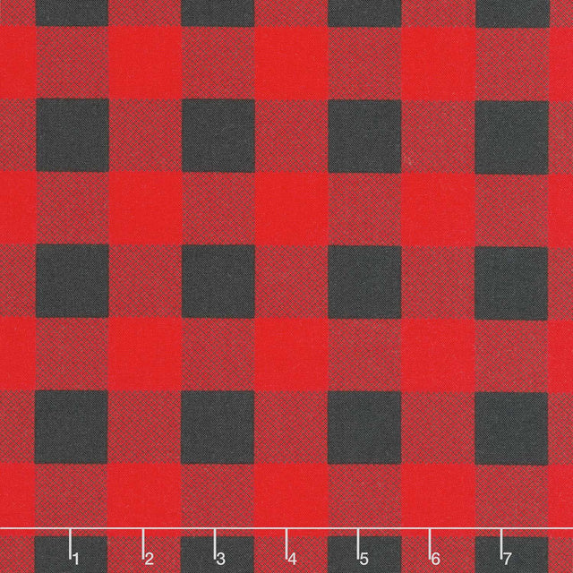 Starberry - Check Red - Charcoal Yardage Primary Image