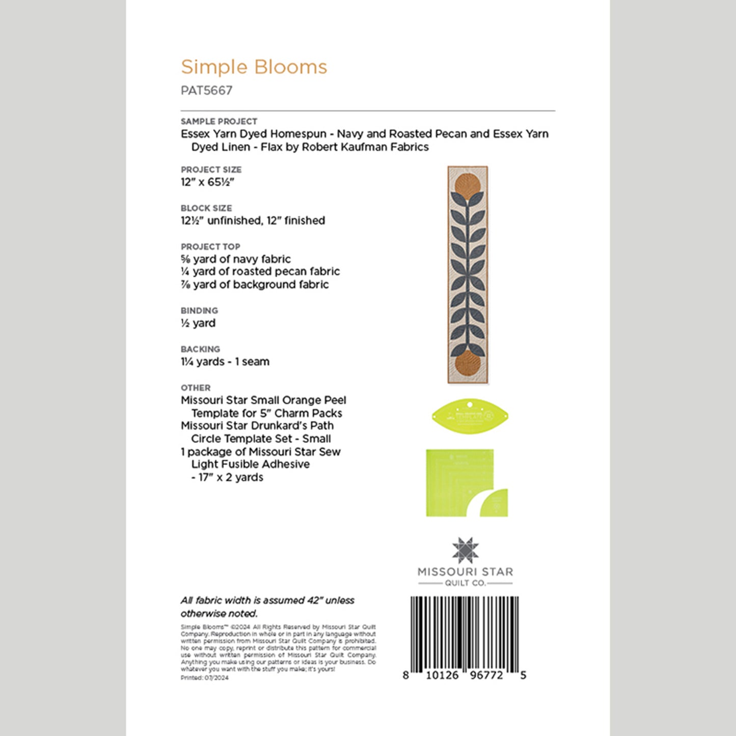 Simple Blooms Table Runner Pattern by Missouri Star Alternative View #1