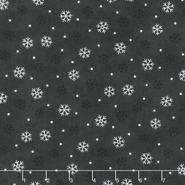 Woodland Winter (Moda) - Snowflake Toss Charcoal Black Yardage Primary Image