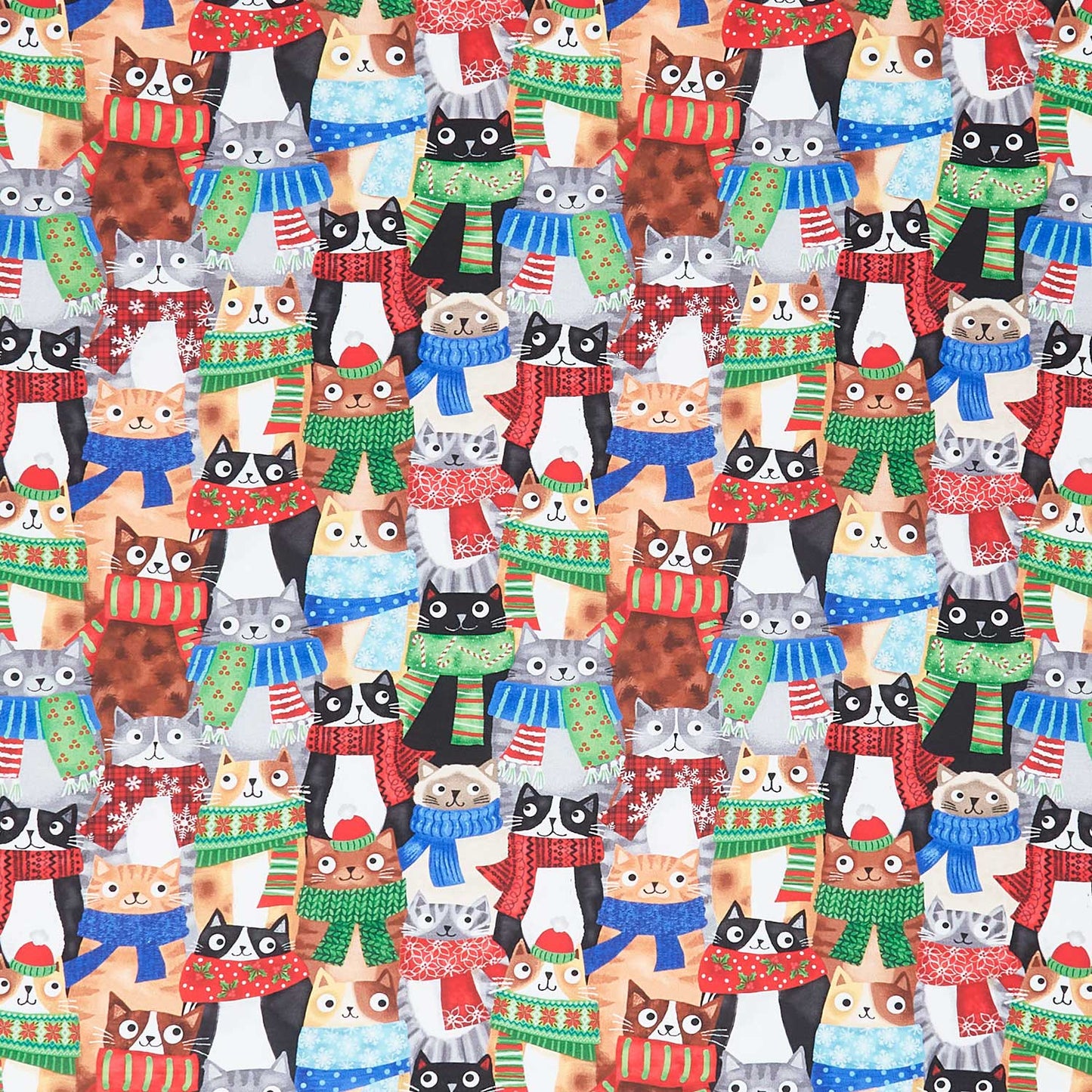 Cool Cats & Treats - Cats With Holiday Scarf Multi Yardage Primary Image