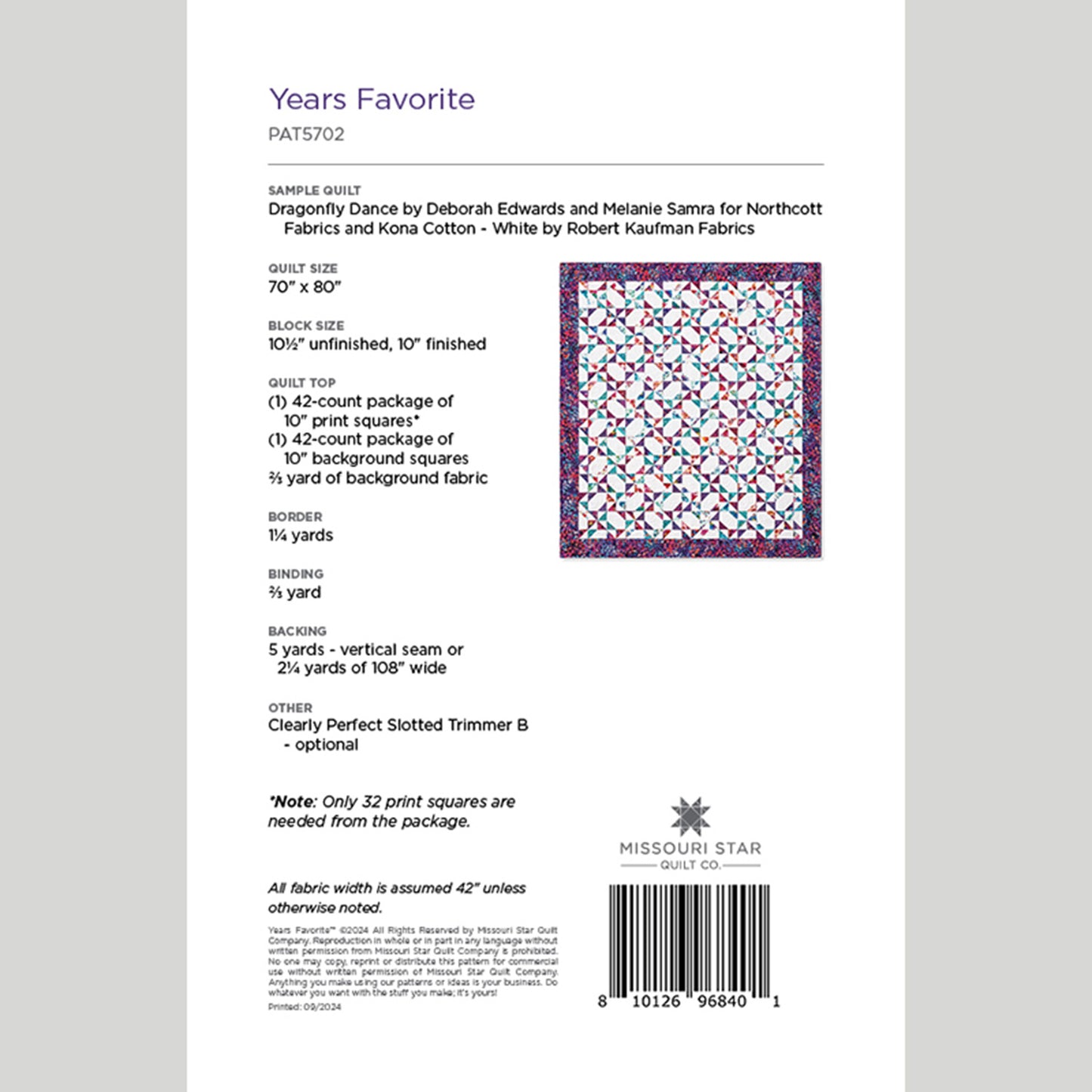 Digital Download - Years Favorite Quilt Pattern by Missouri Star