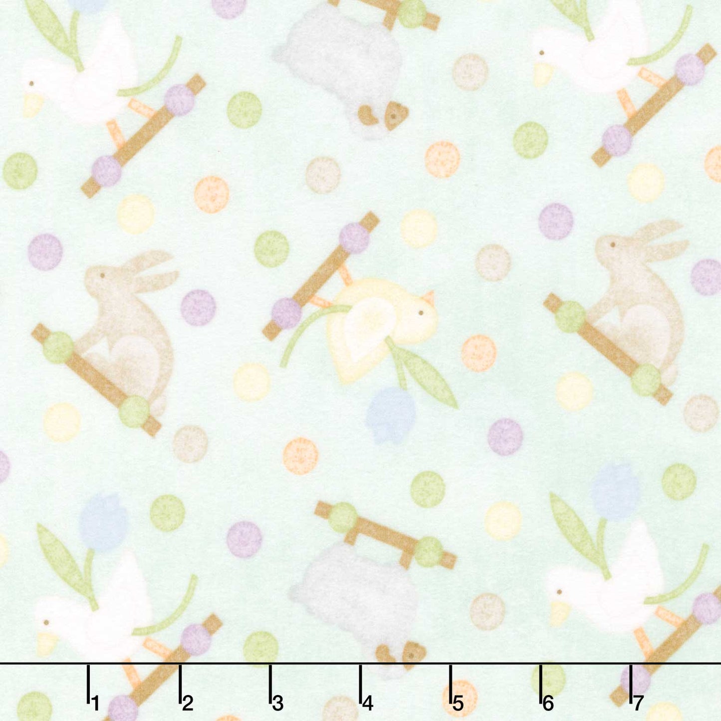 Little Chicks - Pull Toys Green Flannel Yardage