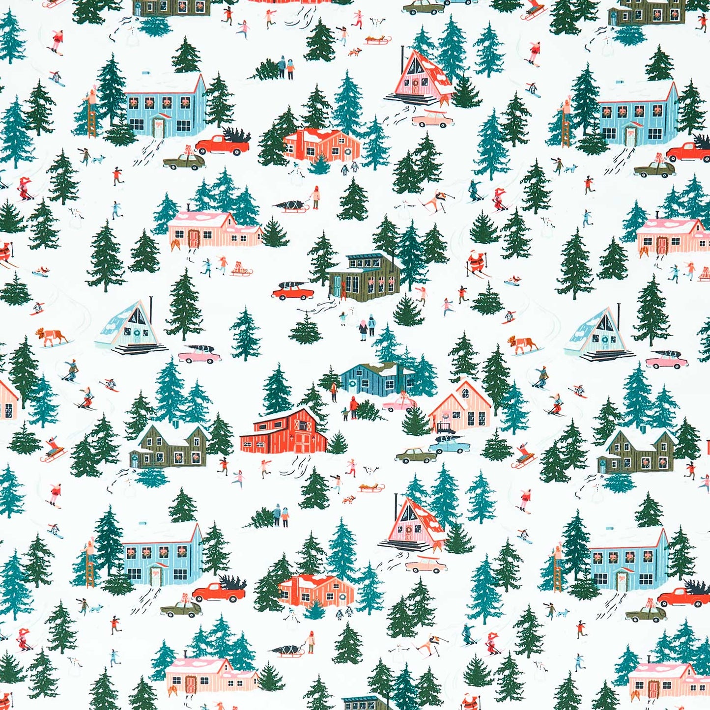 Christmas In The Cabin - Merry Town White Yardage Primary Image