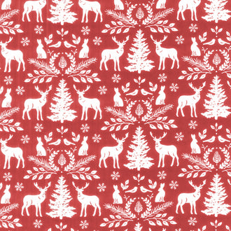 Woodland Winter - Woodland Damask Cardinal Red Yardage