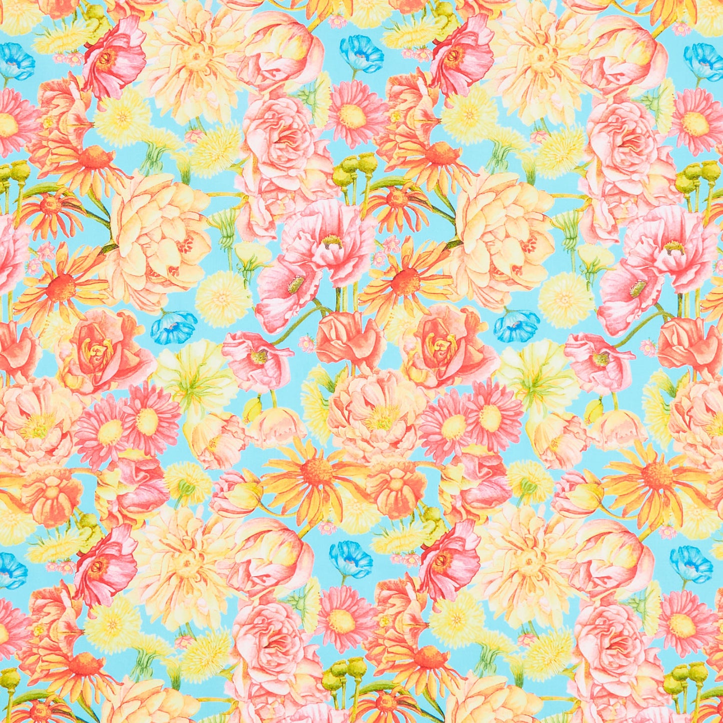 Spring Dreams - Dream Garden Aqua Yardage Primary Image