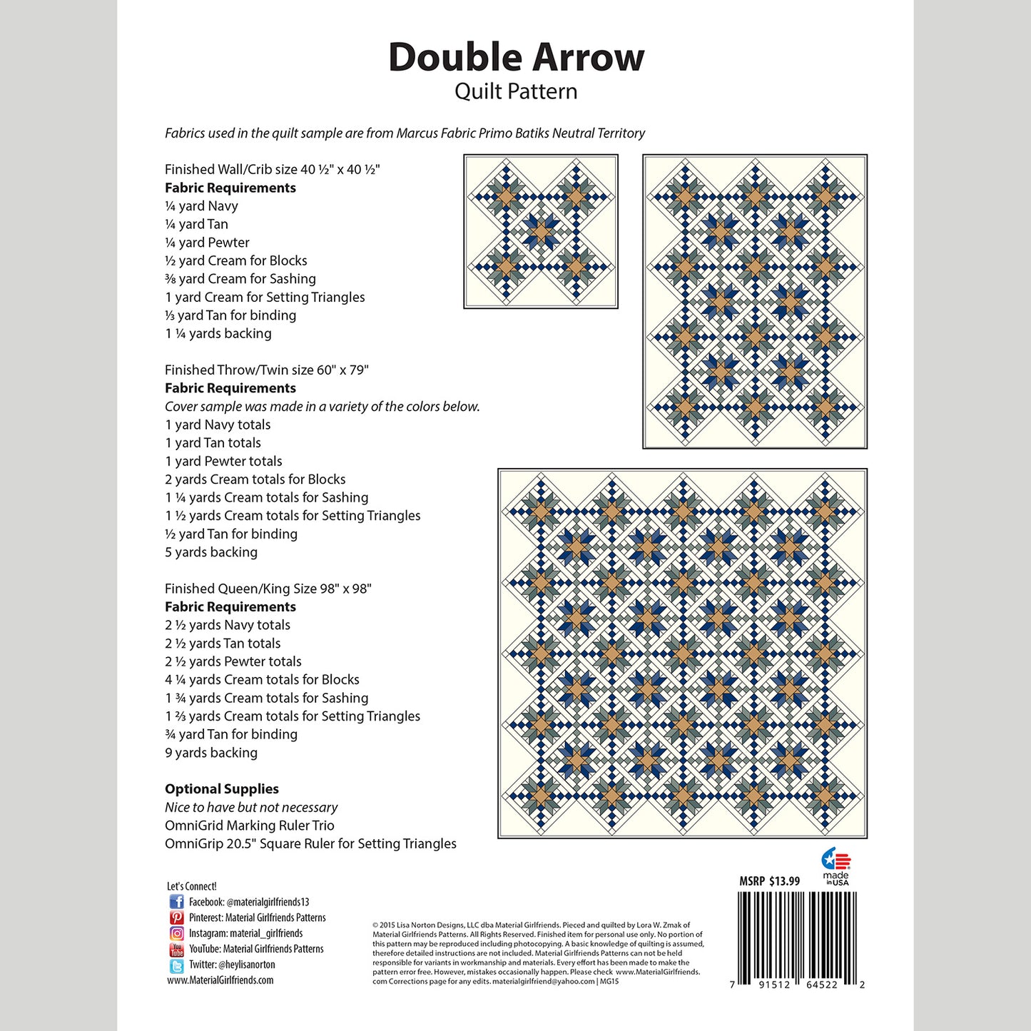 Double Arrow Quilt Pattern