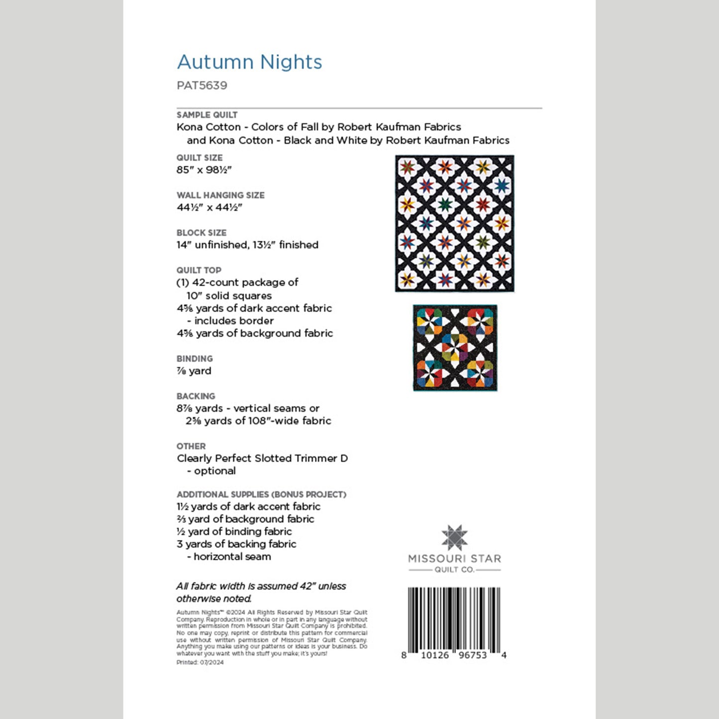 Digital Download - Autumn Nights Quilt Pattern by Missouri Star Alternative View #1