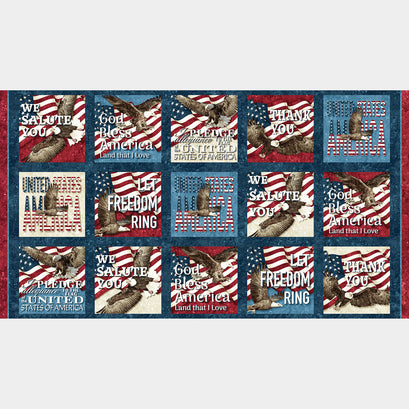 Stars and Stripes - Patriotic Blocks Navy Multi Panel