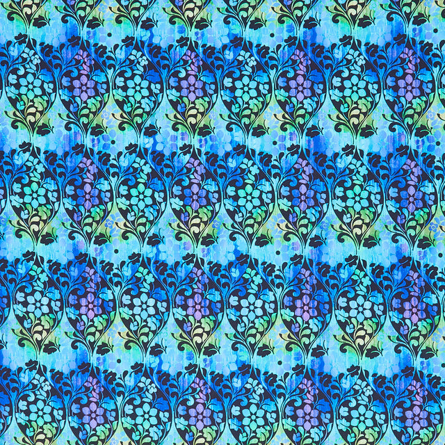 Vivid - Ogee Blue Yardage Primary Image