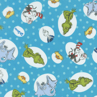 Celebrate Seuss! - Faces Turquoise Yardage