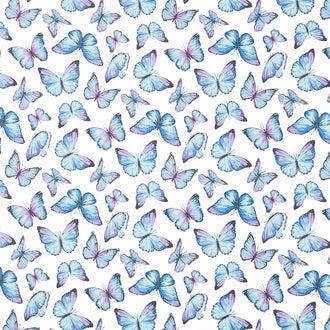 Rhapsody in Blue - Butterflies White Multi Yardage