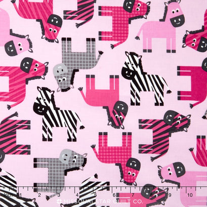 Urban Zoologie - Garden Horses Pink Yardage