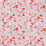 I Heart You - Heart Collage Pink Yardage