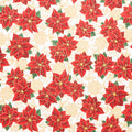 Holiday Flourish - Festive Finery Poinsettias Cream Metallic Yardage