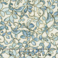 Calista - Teal Leaves Natural Pearlized Yardage