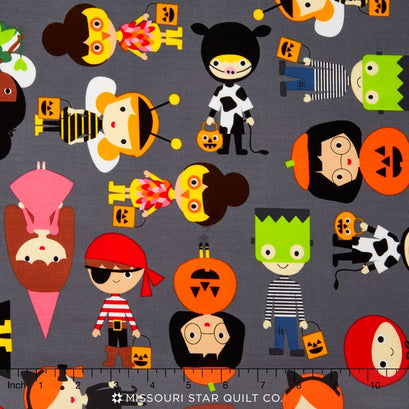 Pumpkin Fun - Kids Charcoal Yardage