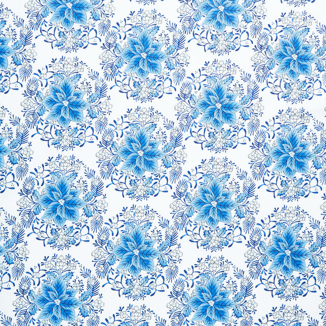 Holiday Flourish - Festive Finery - Blue ColorstoryDamask Delft Yardage Primary Image