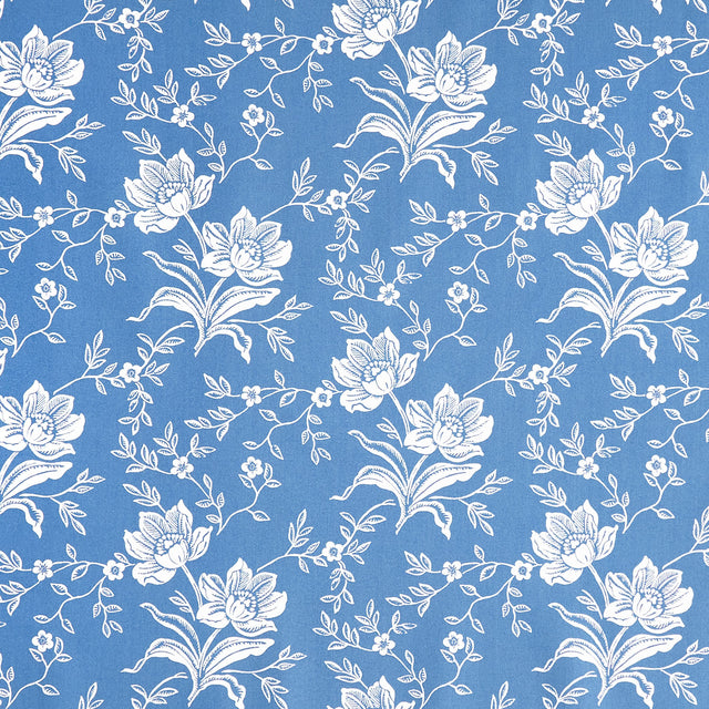 Denim and Daisies - Woodcut Bloom Denim Yardage Primary Image